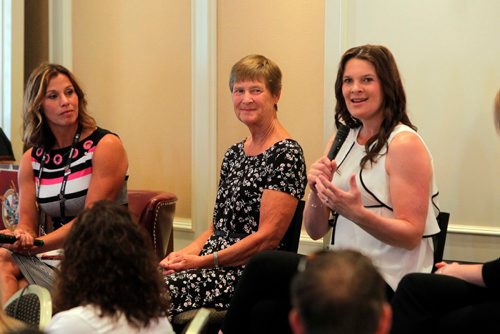 BORIS MINKEVICH / WINNIPEG FREE PRESS
2017 Canada Games panel event at the Manitoba Club. Here from left,Catriona LeMay Doan, Doreen McCannell-Botterill, and Jennifer Botterill. July 28, 2017