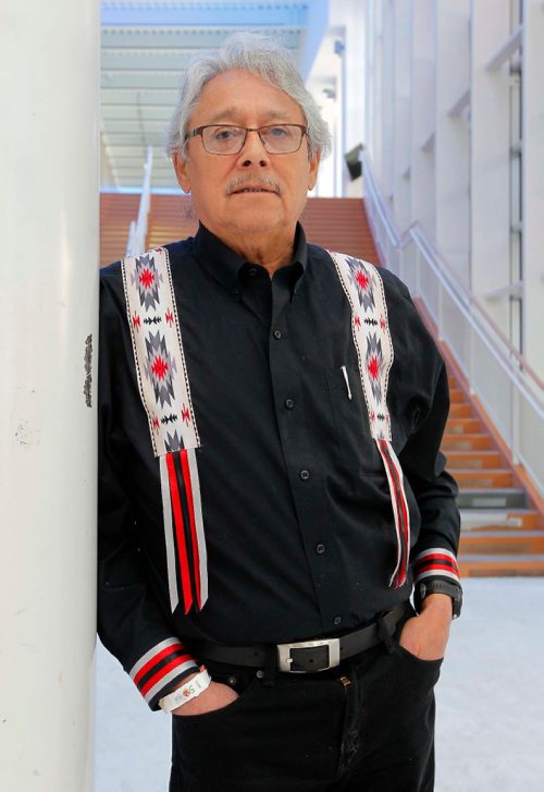 BORIS MINKEVICH / WINNIPEG FREE PRESS
Dave Courchene of Turtle Lodge, Sagkeeng First Nation, leads a National Day of Prayer and Mindfulness Sunday, August 6 for people of all faiths and denominations. Here he poses for a photo at the BellMTS Place. July 28, 2017