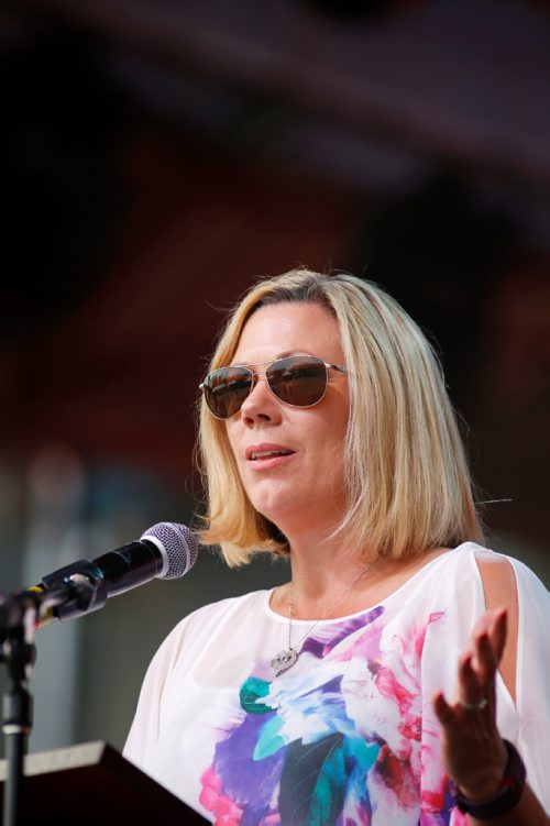 JUSTIN SAMANSKI-LANGILLE / WINNIPEG FREE PRESS
Minister of Sport, Culture and Heritage Rochelle Squires speaks at the opening ceremony for the Canada Games Festival Saturday on the main stage at The Forks.
170729 - Saturday, July 29, 2017.