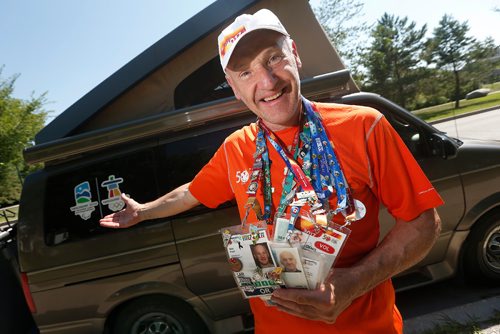 JOHN WOODS / WINNIPEG FREE PRESS
Denis Drouin, a volunteer with the Canada Summer Games, is photographed beside his camper, Sunday, July 30, 2017. Drouin is from Becancour, Que. and has volunteered in many athletic events.