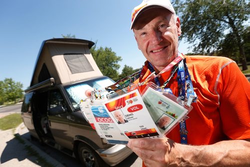 JOHN WOODS / WINNIPEG FREE PRESS
Denis Drouin, a volunteer with the Canada Summer Games, is photographed beside his camper, Sunday, July 30, 2017. Drouin is from Becancour, Que. and has volunteered in many athletic events.