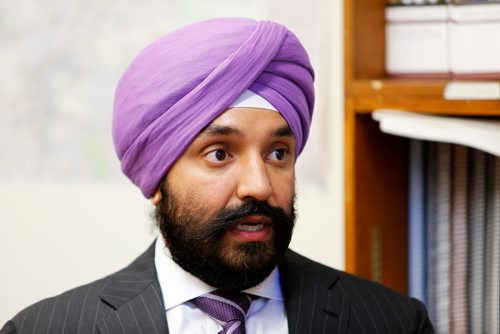 JUSTIN SAMANSKI-LANGILLE / WINNIPEG FREE PRESS
Federal Minister of Innovation, Science and Economic Development Navdeep Singh Bains speaks with the Free Press in the media office of the Manitoba Legislature Building Tuesday. 
170801 - Tuesday, August 01, 2017.