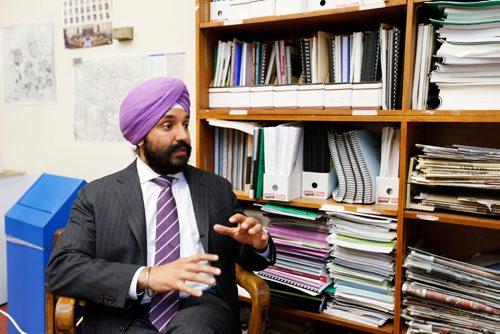 JUSTIN SAMANSKI-LANGILLE / WINNIPEG FREE PRESS
Federal Minister of Innovation, Science and Economic Development Navdeep Singh Bains speaks with the Free Press in the media office of the Manitoba Legislature Building Tuesday. 
170801 - Tuesday, August 01, 2017.