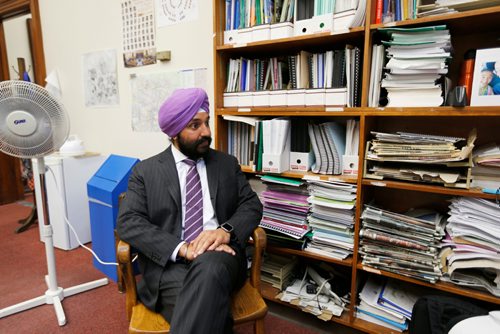 JUSTIN SAMANSKI-LANGILLE / WINNIPEG FREE PRESS
Federal Minister of Innovation, Science and Economic Development Navdeep Singh Bains speaks with the Free Press in the media office of the Manitoba Legislature Building Tuesday. 
170801 - Tuesday, August 01, 2017.