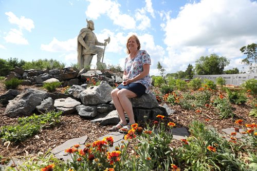 RUTH BONNEVILLE / WINNIPEG FREE PRESS

Gimli opens new space to house their giant statue of a Viking called Viking Park just prior to the Gimli Icelandic Festival this weekend.  
Icelandic Festival Executive Director Kristine Sigurdson in park.  
See Ashley Prest story.  

  
July 28,, 2017