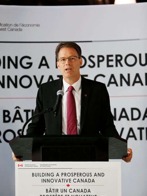 JUSTIN SAMANSKI-LANGILLE / WINNIPEG FREE PRESS
President and CEO of Red River College Paul Vogt speaks at a press conference Wednesday held in the construction site for Red River College's future Smart Factory. The event was used to announce a combined investment of over $15 million in the project shared between the federal government and StandardAero.
170802 - Wednesday, August 02, 2017.