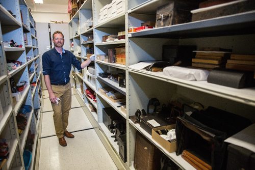 MIKE DEAL / WINNIPEG FREE PRESS
Roland Sawatzky, curator of history, Manitoba Museum in one of the history archives.
170802 - Wednesday, August 02, 2017.