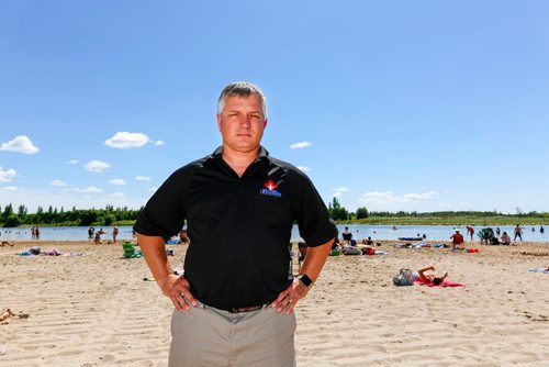 JUSTIN SAMANSKI-LANGILLE / WINNIPEG FREE PRESS
Kevin Tordiffe, operations manager, Manitoba Lifesaving Society, poses Thursday on Birds Hill Park's West Beach.
170803 - Thursday, August 03, 2017.