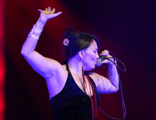 TREVOR HAGAN / WINNIPEG FREE PRES
Throat singer, Tanya Tagaq, from Cambridge Bay, Nunavut, performing at The Forks on Northern Territories night, Wednesday, August, 2, 2017.