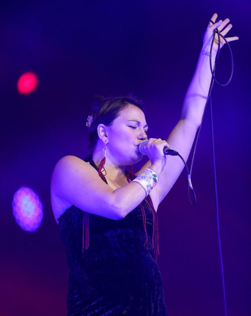 TREVOR HAGAN / WINNIPEG FREE PRES
Throat singer, Tanya Tagaq, from Cambridge Bay, Nunavut, performing at The Forks on Northern Territories night, Wednesday, August, 2, 2017.