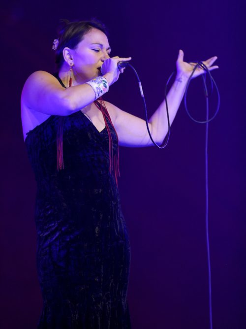 TREVOR HAGAN / WINNIPEG FREE PRES
Throat singer, Tanya Tagaq, from Cambridge Bay, Nunavut, performing at The Forks on Northern Territories night, Wednesday, August, 2, 2017.