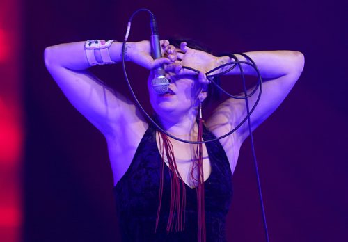 TREVOR HAGAN / WINNIPEG FREE PRES
Throat singer, Tanya Tagaq, from Cambridge Bay, Nunavut, performing at The Forks on Northern Territories night, Wednesday, August, 2, 2017.