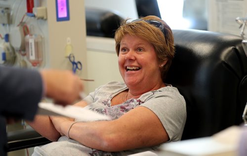 TREVOR HAGAN / WINNIPEG FREE PRES
Yvonne Schnaider has been giving plasma about once a week for the last 8-10 years. Prometic pays for plasma donations, Thursday, August, 3, 2017.