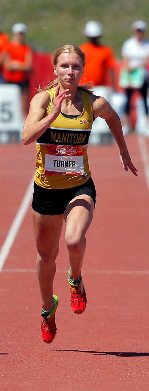 BORIS MINKEVICH / WINNIPEG FREE PRESS
2017 Canada Summer Games - ATHLETICS. Tegan Turner gets Bronze in 100m Womans final. August 3, 2017