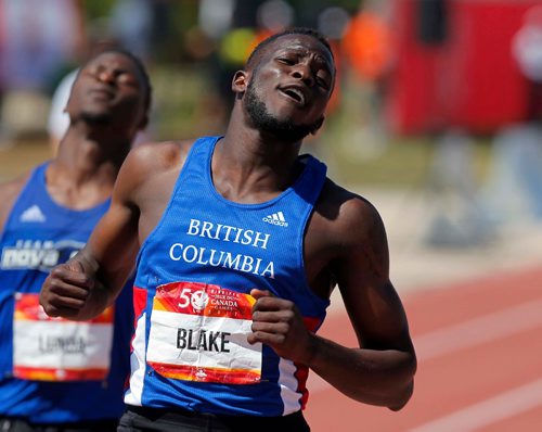 BORIS MINKEVICH / WINNIPEG FREE PRESS
2017 Canada Summer Games - Athletics 100m Male finals. Jerome Blake(BC) wins Silver. August 3, 2017