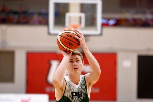 JUSTIN SAMANSKI-LANGILLE / WINNIPEG FREE PRESS
PEI's Thomas Hogan lines up for a free-throw during Friday's game against Newfoundland at the University of Winnipeg's Duckworth Gym. While Thomas was playing, his mother Sherri was cheering the team on from the stands.
170804 - Friday, August 04, 2017.