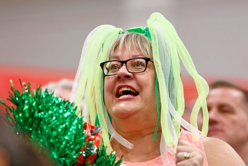 JUSTIN SAMANSKI-LANGILLE / WINNIPEG FREE PRESS
PEI super fan Sherri Hogan cheers on her Son, Thomas and the rest of PEI's basketball team Friday at the University of Winnipeg's Duckworth Gym.
170804 - Friday, August 04, 2017.