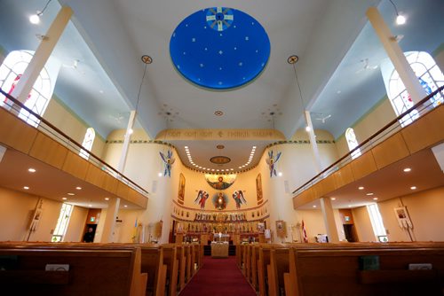 JUSTIN SAMANSKI-LANGILLE / WINNIPEG FREE PRESS
The main hall of the Holy Trinity Ukrainian Orthodox Metropolitan Cathedral is seen Friday after restoration of the painted icons and ceiling.
170804 - Friday, August 04, 2017.