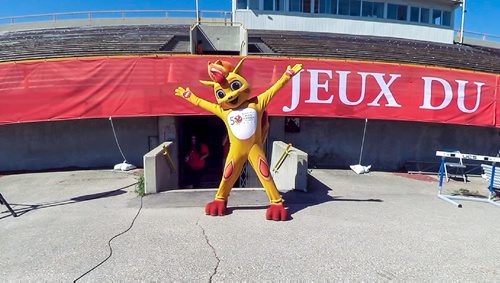 MIKE DEAL / WINNIPEG FREE PRESS
Pierre Bernard is one of the volunteers who gets to wear the Niibin mascot costume. He has some experience as he is also one of the Winnipeg Blue Bomber mascot's, Buzz.
170804 - Friday, August 04, 2017.