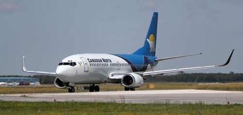 TREVOR HAGAN / WINNIPEG FREE PRESS
A Canadian North charter flight carrying athletes departs the airport after week one of the Canada Summer Games, Saturday, August, 5, 2017.