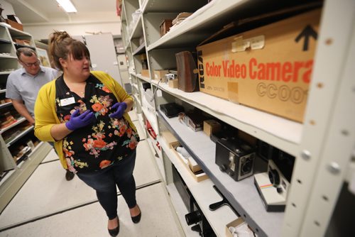 TREVOR HAGAN / WINNIPEG FREE PRESS
Cortney Pachet leads a tour through archives at the Manitoba Museum, Friday, August, 4, 2017.