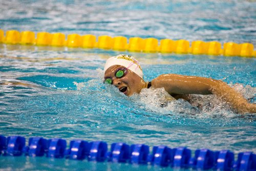 JUSTIN SAMANSKI-LANGILLE / WINNIPEG FREE PRESS
Team Manitoba's Tia Cummings swims during the women's 1500m freestyle Monday at the Pan-Am Pool.
170807 - Monday, August 07, 2017.