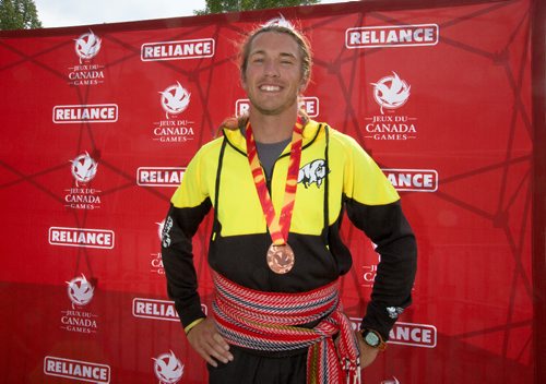 JUSTIN SAMANSKI-LANGILLE / WINNIPEG FREE PRESS
Team Manitoba's James Lavallée poses Monday after completing his races at the Manitoba Canoe and Kayak Centre.
170807 - Monday, August 07, 2017.