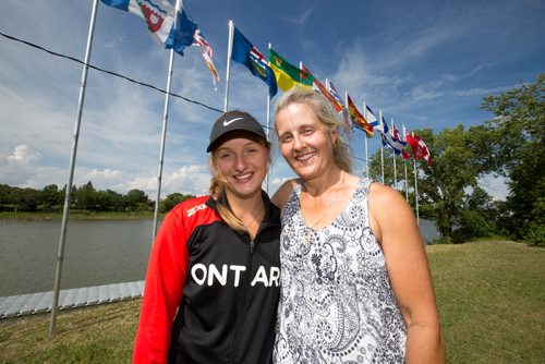 JUSTIN SAMANSKI-LANGILLE / WINNIPEG FREE PRESS
Lexy Vincent and her mother Fiona pose on the shore of the Manitoba Canoe and Kayak Centre Monday. Their family has been brought closer together through Lexy's competition in the Canada Games.
170807 - Monday, August 07, 2017.