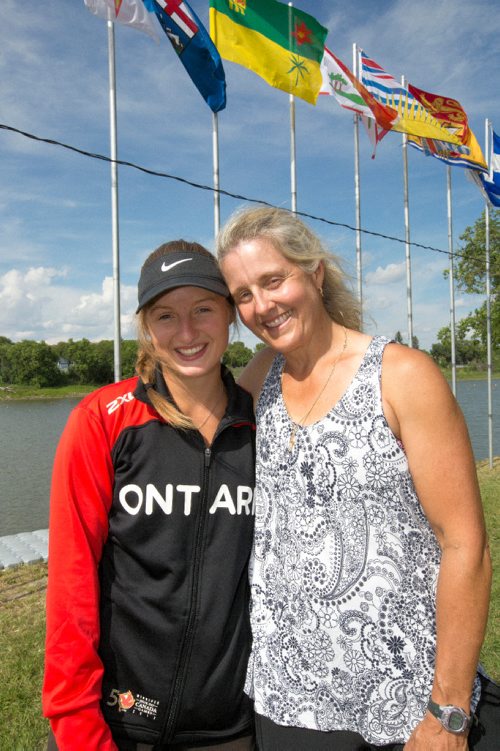 JUSTIN SAMANSKI-LANGILLE / WINNIPEG FREE PRESS
Lexy Vincent and her mother Fiona pose on the shore of the Manitoba Canoe and Kayak Centre Monday. Their family has been brought closer together through Lexy's competition in the Canada Game
170807 - Monday, August 07, 2017.