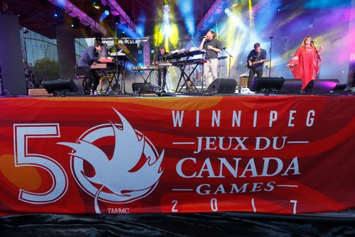 JOHN WOODS / WINNIPEG FREE PRESS
Royal Canoe performs during Canada Games Manitoba Night at the Forks Monday, August 7, 2017.