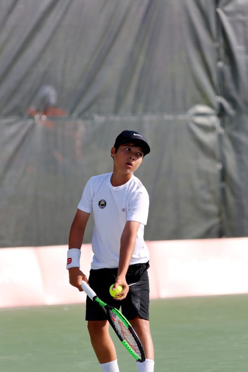 JUSTIN SAMANSKI-LANGILLE / WINNIPEG FREE PRESS
Marcello Audino of Team Manitoba prepares to serve during Canada Games play at the Winnipeg Lawn Tennis Club Tuesday.
170808 - Tuesday, August 08, 2017.