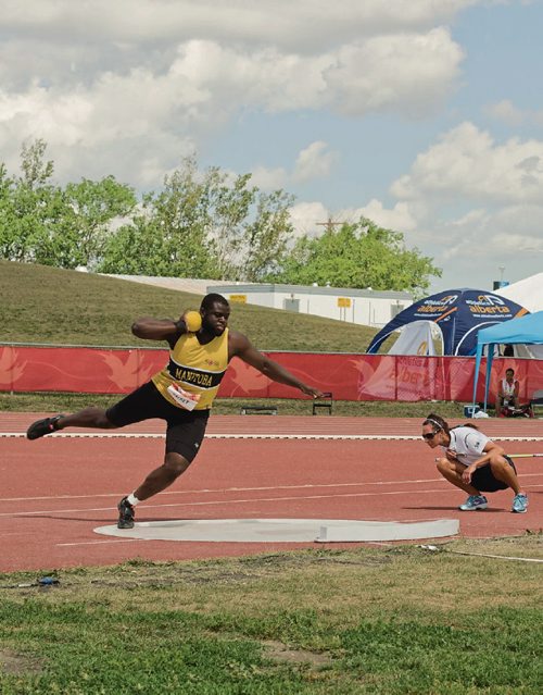 Canstar Community News Aug. 1, 2017 - Manitoba's Clement Sackey was just shy of a medal in shot put at the Canada Summer Games, finishing fourth with a throw of 14.09 metres. (DANIELLE DASILVA/CANSTAR/SOUWESTER )