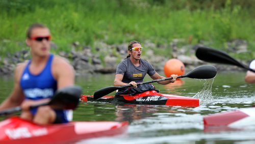 RUTH BONNEVILLE / WINNIPEG FREE PRESS

James Lavalee of  Manitoba finishes his race in the  K-1 1000 metre kayak finals in the Canada Summer Games at the Manitoba Canoe and Kayak Centre Venue Tuesday.  
See story 
  
Aug 08,, 2017