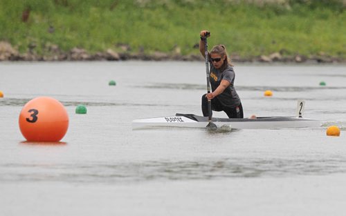 RUTH BONNEVILLE / WINNIPEG FREE PRESS

Maddy Mitchell of  Manitoba pushes hard to the finish line and ends up winning a bronze medal in the C-1 1000 metre race in the Canada Summer Games at the Manitoba Canoe and Kayak Centre Venue Tuesday.  
See story 
  
Aug 08,, 2017