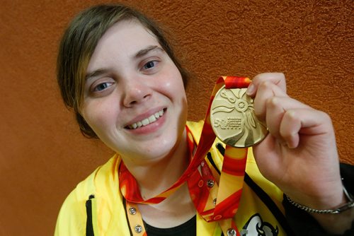 JOHN WOODS / WINNIPEG FREE PRESS
Manitoba swimmer Sam Currie won Canada Games gold at the Pan Am Pool Tuesday, August 8, 2017.