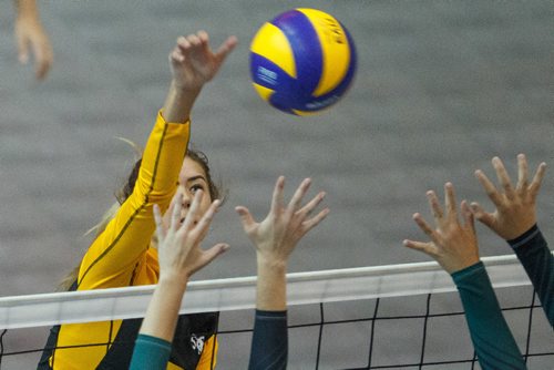 MIKE DEAL / WINNIPEG FREE PRESS
Team Manitoba women's volleyball team plays against Team PEI Wednesday afternoon at Investors Group Athletics Centre.
Manitoba' Tori Isfjord (8) spikes the ball during game action.
170809 - Wednesday, August 09, 2017.