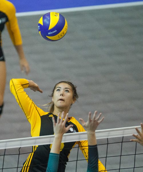MIKE DEAL / WINNIPEG FREE PRESS
Team Manitoba women's volleyball team plays against Team PEI Wednesday afternoon at Investors Group Athletics Centre.
Manitoba' Tori Isfjord (8) spikes the ball during game action.
170809 - Wednesday, August 09, 2017.