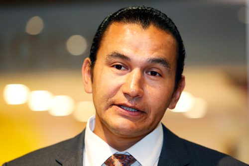 JUSTIN SAMANSKI-LANGILLE / WINNIPEG FREE PRESS
NDP leadership candidate Wab Kinew speaks at a press conference Wednesday on the University of Winnipeg Campus.
170809 - Wednesday, August 09, 2017.