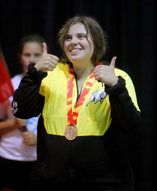 BORIS MINKEVICH / WINNIPEG FREE PRESS
Swimming 2017 Canada Summer Games. MB's Samantha Currie wins bronze in the Women 100 backstroke Special Olympics. August 9, 2017