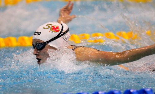 BORIS MINKEVICH / WINNIPEG FREE PRESS
2017 Canada Summer Games swimming at Pan Am Pool. Oksana Chaput wins silver in the Women's 50 M Butterfly. August 9, 2017