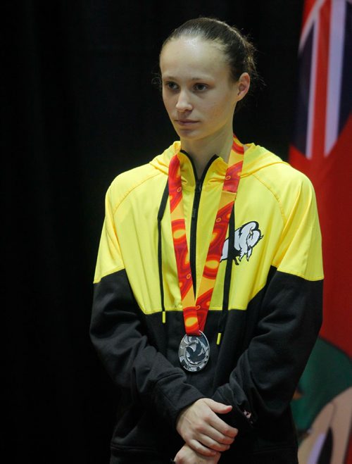 BORIS MINKEVICH / WINNIPEG FREE PRESS
2017 Canada Summer Games swimming at Pan Am Pool. Oksana Chaput wins silver in the Women's 50 M Butterfly.  August 9, 2017