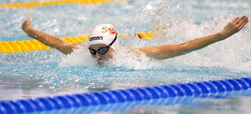 BORIS MINKEVICH / WINNIPEG FREE PRESS
2017 Canada Summer Games swimming at Pan Am Pool. Oksana Chaput wins silver in the Women's 50 M Butterfly.  August 9, 2017