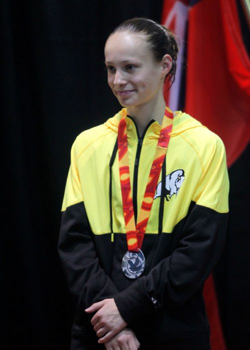 BORIS MINKEVICH / WINNIPEG FREE PRESS
2017 Canada Summer Games swimming at Pan Am Pool. Oksana Chaput wins silver in the Women's 50 M Butterfly. August 9, 2017