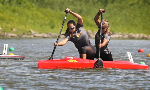 RUTH BONNEVILLE / WINNIPEG FREE PRESS

 
Canada Games Canoeing 

Nicole Boyle (right) and Maddy Mitchell give it their all as they cross the finish line in the female C2 - 200 race which they finished 3rd in winning them a bronze medal at the Canada Summer Games at the Manitoba Canoe and Kayak Centre Venue Thursday afternoon.  



  
Aug 10,,, 2017