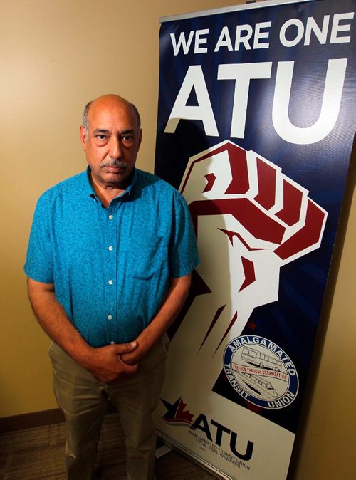 BORIS MINKEVICH / WINNIPEG FREE PRESS
Portrait of  Aleem Chaudhary, acting president of Amalgamated Transit Union, Local 1505. Photo taken in their office on Broadway. Sinclair Saturday column.  August 10, 2017