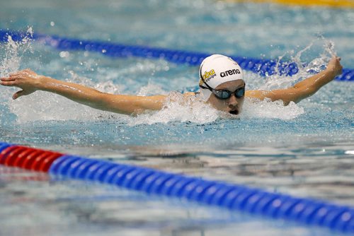 JOHN WOODS / WINNIPEG FREE PRESS
MB's Oksana swims in the Canada Games 100m butterfly final at Pan Am Pool Thursday, August 10, 2017. 

