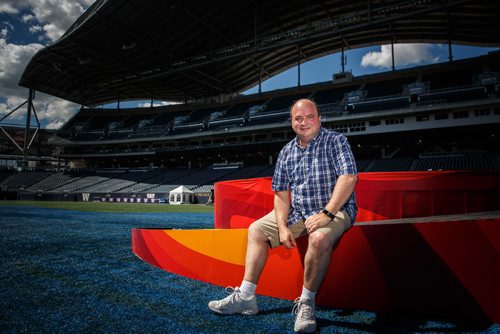 MIKE DEAL / WINNIPEG FREE PRESS
Patrick Roberge owner of Patrick Roberge Productions has produced the 2007, 2011 and 2015 Canada Games Opening and Closing Ceremonies returning this year for the 2017 games.
170811 - Friday, August 11, 2017.