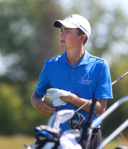 WAYNE GLOWACKI / WINNIPEG FREE PRESS

Christopher Vandette representing Quebec during the Canada Summer Games event at Southwood Golf & Country Club Friday. He was the leader at this point. Mike McIntyre story   August 11 2017