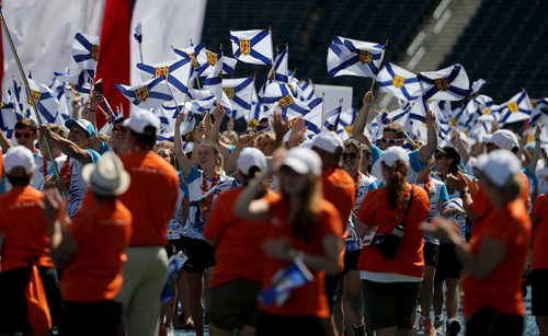 TREVOR HAGAN / WINNIPEG FREE PRESS
Athletes arrive at the Canada Summer Games closing ceremonies, Sunday, August 13, 2017.