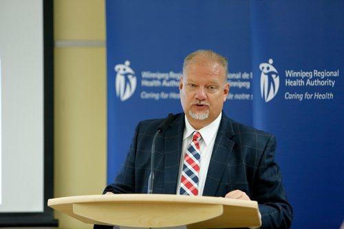 JUSTIN SAMANSKI-LANGILLE / WINNIPEG FREE PRESS
Minister of Health, Seniors and Active Living Kelvin Goertzen speaks at a press conference Monday announcing new capital investments from the Winnipeg Regional Health Authority.
170814 - Monday, August 14, 2017.